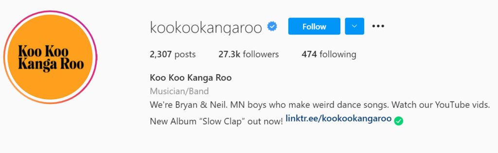 Koo Koo Kanga Roo Instagram example profile 