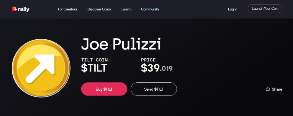 $TILT community token price in October 2021