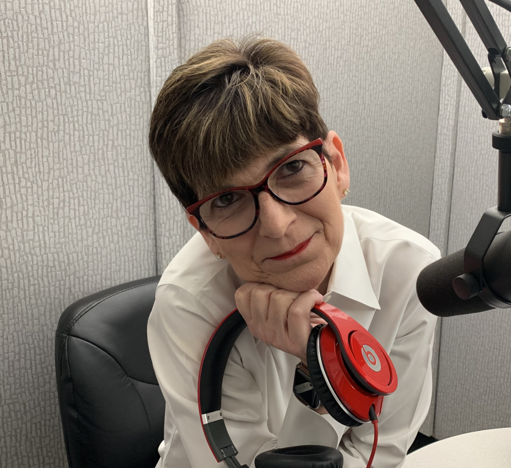 Peggy Smedley recording her radio show