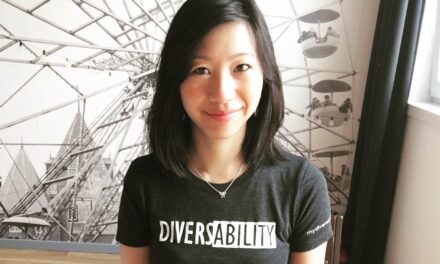 tiffany yu wearing diversability t-shirt